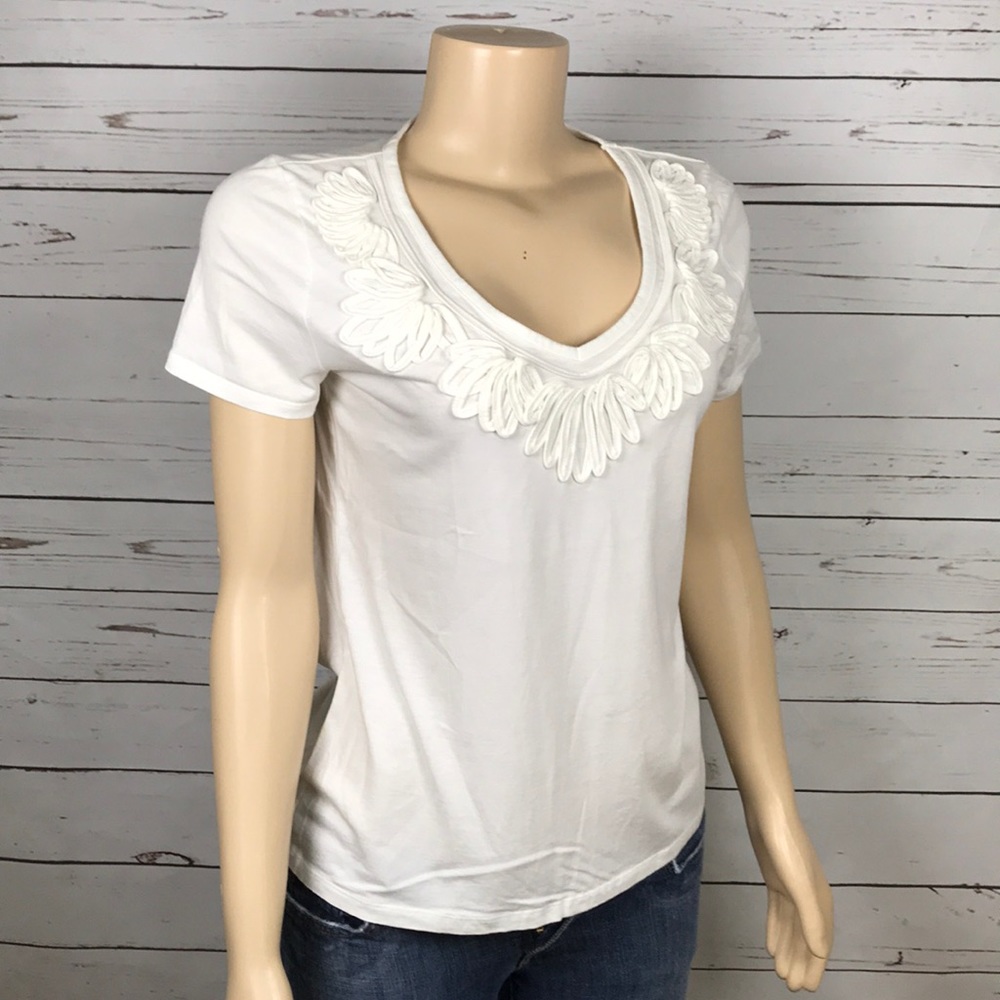 Talbots ribbon detail white tee size medium